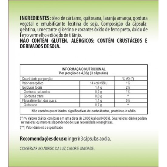 Cártamo, Quitosana, Laranja Amarga 1000 mg Softgel