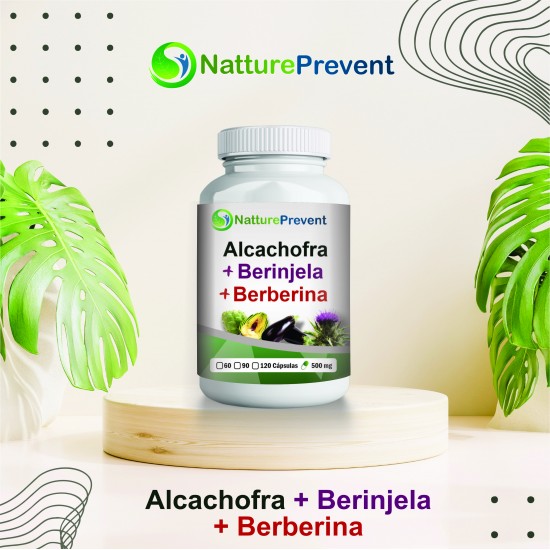 Alcachofra + Berinjela + Berberina 500mg - Suplemento Alimentar 100% Natural