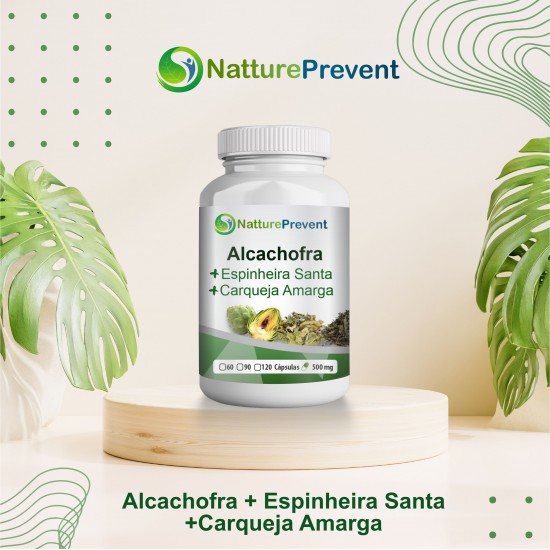 Alcachofra + Espinheira Santa + Carqueja Amarga 500mg - Suplemento Alimentar 100% Natural