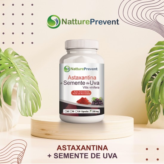 Astaxantina com Semente de Uva 500 mg