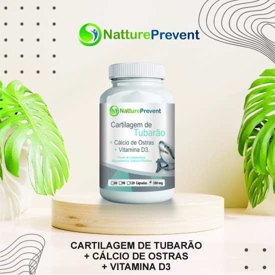 Cartilagem de Tubarão, Cálcio de Ostras e Vitamina D3 500 mg