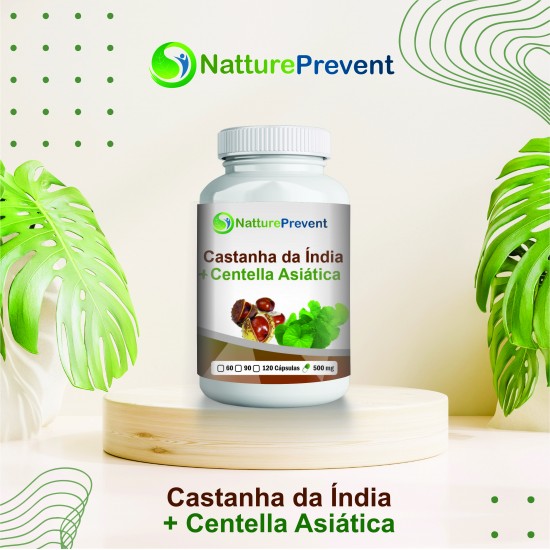 Castanha da Índia + Centella Asiática 500mg - Suplemento Alimentar 100% Natural