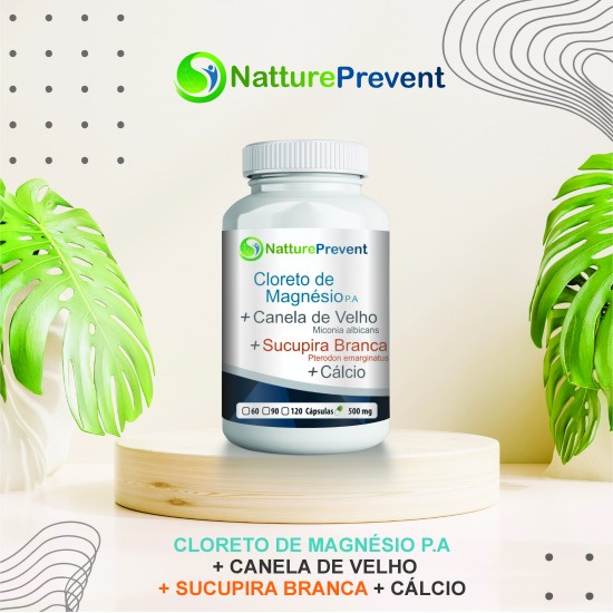 Cloreto de Magnésio P.A., Canela de Velho, Sucupira e Cálcio 500 mg