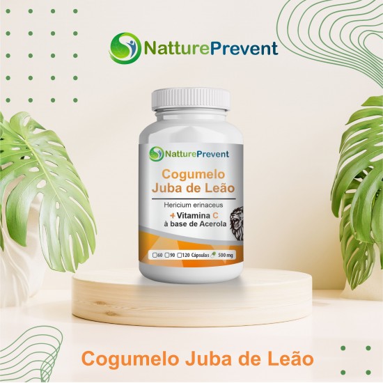 Cogumelo Juba de Leão + Acerola (Vitamina C) 500mg - Suplemento Alimentar 100% Natural