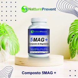 Composto 5MAG 500mg - Citrato de Magnésio, Cloreto de Magnésio, Magnésio Bisglinato, Magnésio Dimalato, Magnésio Treonat