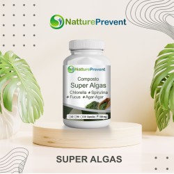 Composto Super Algas - Spirulina, Chlorella, Fuccus e Agar-Agar 500 mg