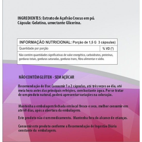 Açafrão Crocus 500mg - Suplemento Alimentar 100% Natural