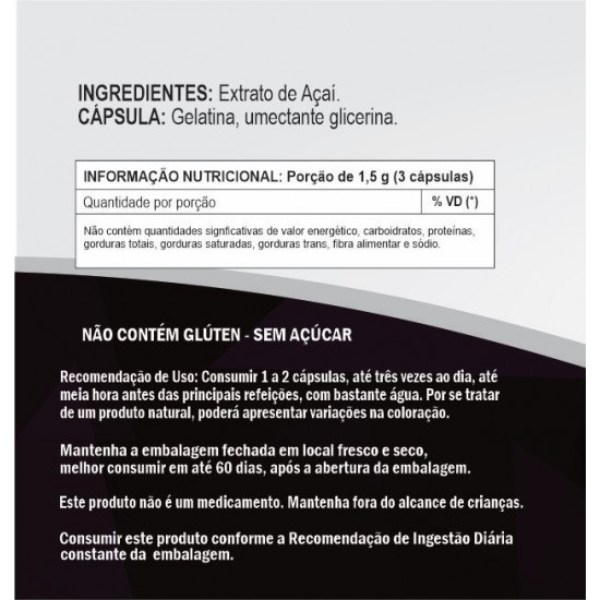 Açaí 500mg - Suplemento 100% Natural