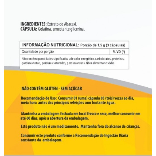 Abacaxi 500mg - Suplemento Alimentar 100% Natural