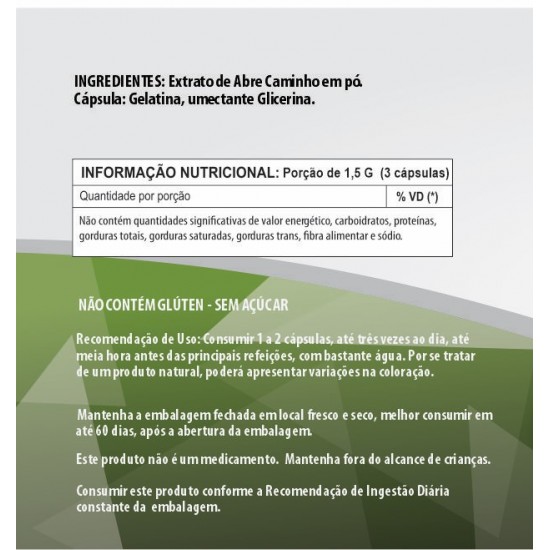 Abre Caminho 500mg - Suplemento Alimentar 100% Natural