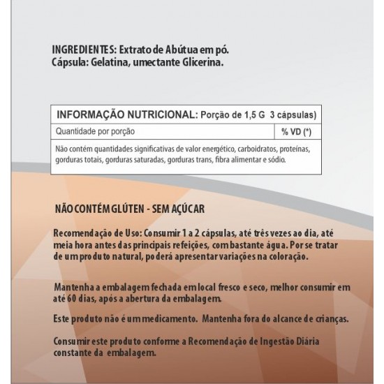 Abútua 500mg - Suplemento Alimentar 100% Natural