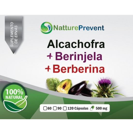 Alcachofra + Berinjela + Berberina 500mg - Suplemento Alimentar 100% Natural