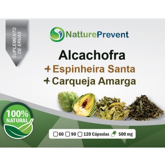 Alcachofra + Espinheira Santa + Carqueja Amarga 500mg - Suplemento Alimentar 100% Natural