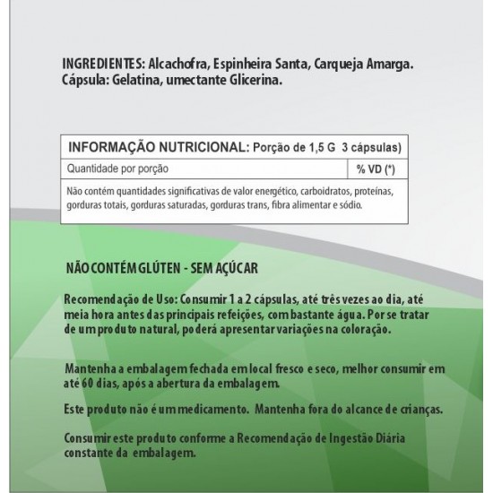 Alcachofra + Espinheira Santa + Carqueja Amarga 500mg - Suplemento Alimentar 100% Natural