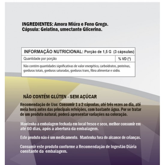 Amora Miúra + Feno Grego 500mg - Suplemento Alimentar 100% Natural