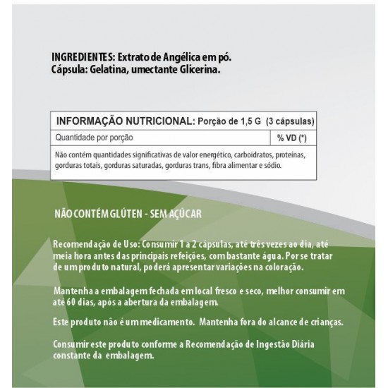 Angélica 500mg - Suplemento Alimentar 100% Natural