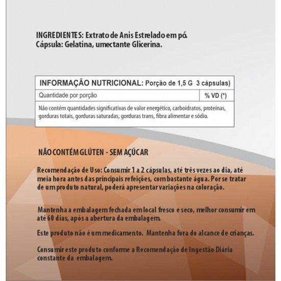 Anis Estrelado 500mg - Suplemento Alimentar 100% Natural