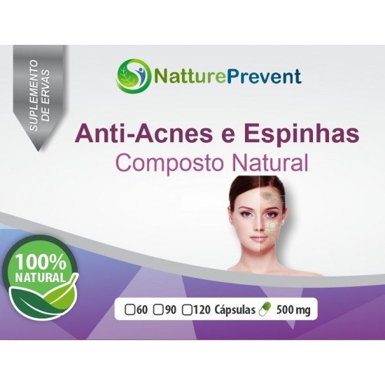 Anti-Acnes e Espinhas Composto Natural - Aloe Vera, Camomila, Carnitina, Dente de Leão, Vitaminas Complexo B (Levedo de
