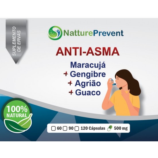 Anti-Asma - Guaco + Agrião + Gengibre + Maracujá 500mg