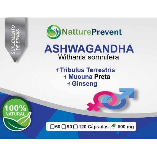 Ashwagandha (Ginseng Indiano), Mucuna Preta, Tribulus Terrestris, Ginseng 500 mg
