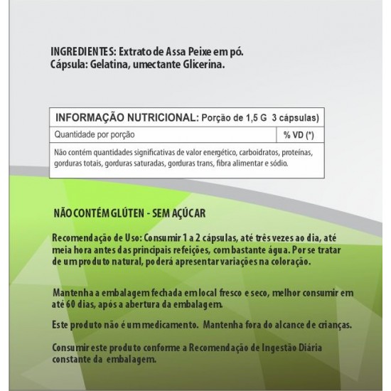 Assa Peixe 500mg - Suplemento Alimentar 100% Natural