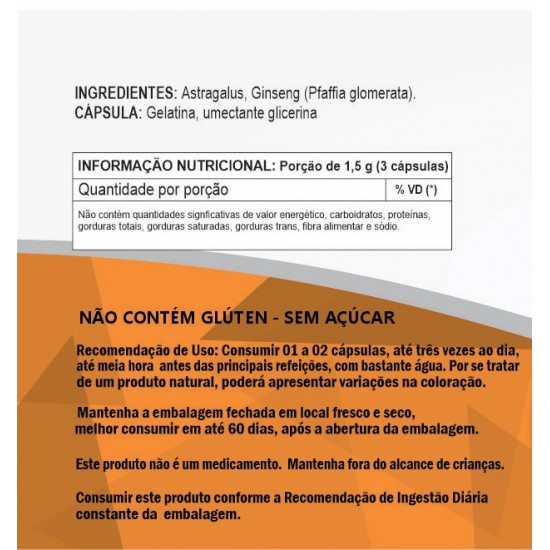Astragalus com Ginseng 500 mg