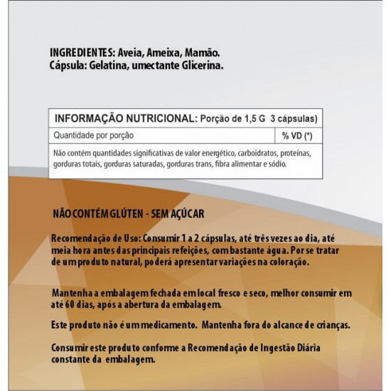 Ameixa + Mamão + Aveia 500mg - Suplemento Alimentar 100% Natural