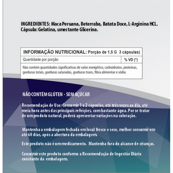 Azulzinho Natural Composto - Maca Peruana + Batata Doce + Beterraba + Arginina 500mg