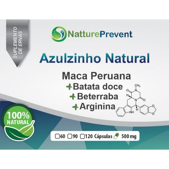 Azulzinho Natural Composto - Maca Peruana + Batata Doce + Beterraba + Arginina 500mg