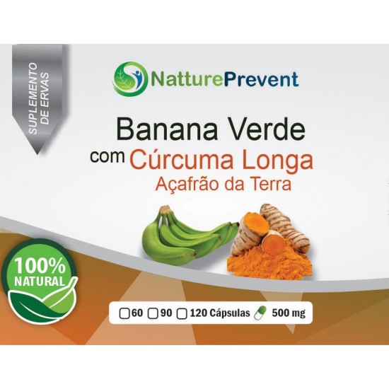 Banana Verde com Cúrcuma Longa (Açafrão Da Terra) 500 mg