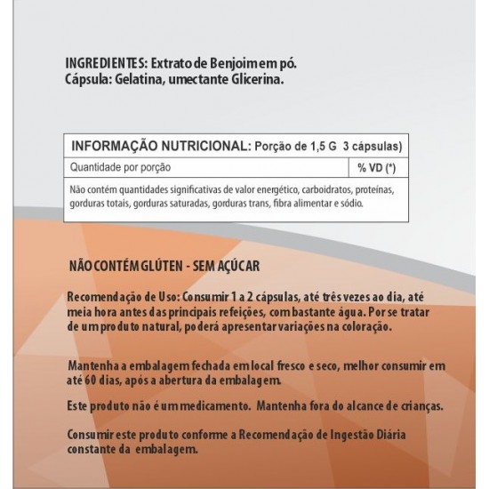 Benjoim 500mg - Suplemento Alimentar 100% Natural