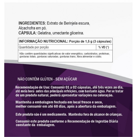 Berinjela Escura com Alcachofra 500 mg