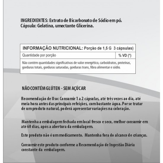 Bicarbonato de Sódio 500mg - Suplemento Alimentar 100% Natural