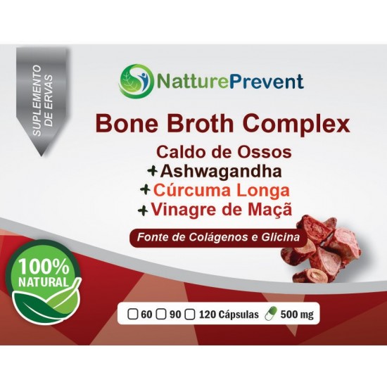 Bone Broth Complex - Fonte de Colágenos e Glicina - Caldo de Ossos (Pó De Proteína De Caldo De Osso Bovino), Ashwagandha