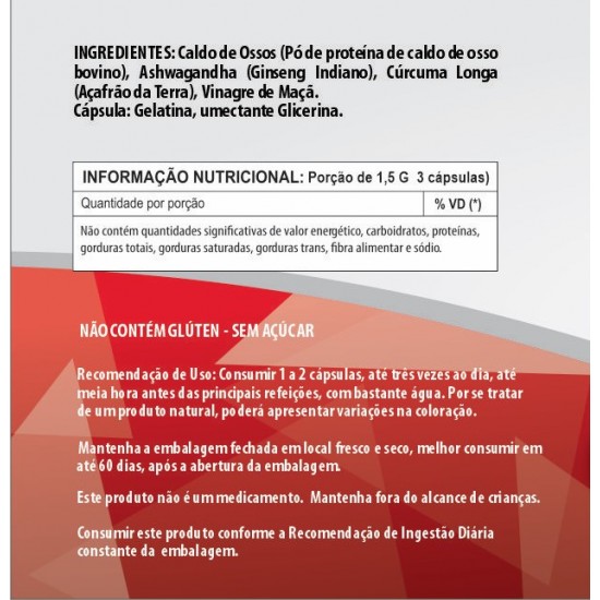 Bone Broth Complex - Fonte de Colágenos e Glicina - Caldo de Ossos (Pó De Proteína De Caldo De Osso Bovino), Ashwagandha