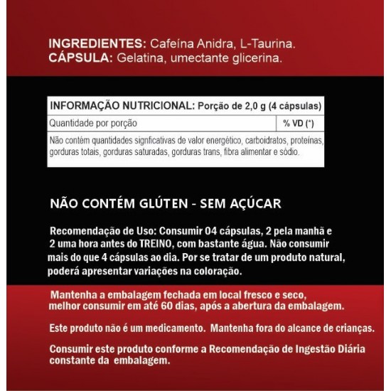 Cafeína Anidra com L-Taurina 500 mg