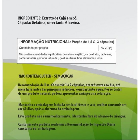 Cajá 500mg - Suplemento Alimentar 100% Natural