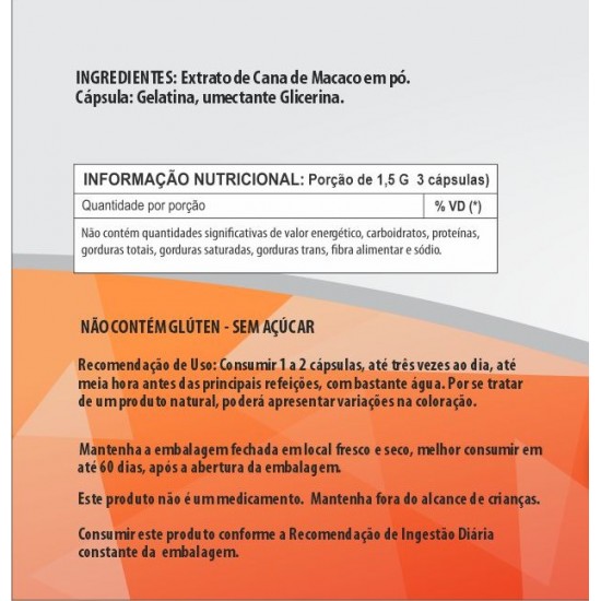 Cana de Macaco 500mg - Suplemento Alimentar 100% Natural