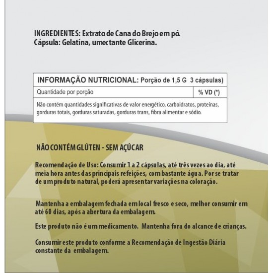 Cana do Brejo 500mg - Suplemento Alimentar 100% Natural