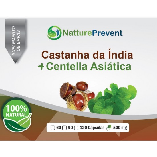 Castanha da Índia + Centella Asiática 500mg - Suplemento Alimentar 100% Natural