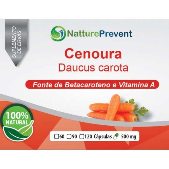 Cenoura 500mg - Suplemento Alimentar 100% Natural