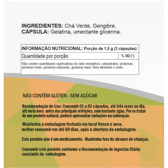 Chá Verde com Gengibre 500 mg