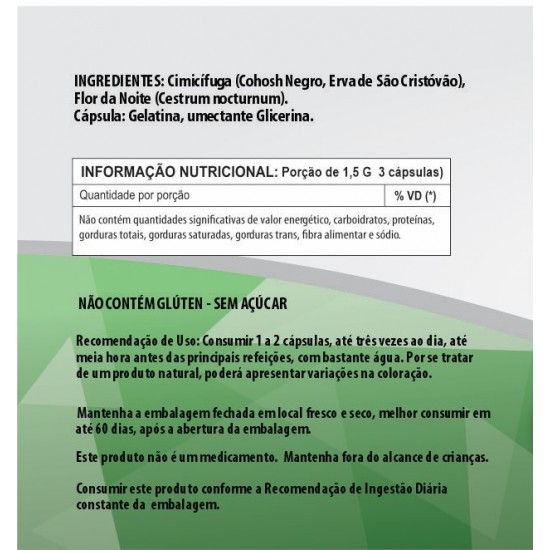 Cimicífuga (Erva de São Cristóvão) + Flor da Noite 500mg - Suplemento Alimentar 100% Natural