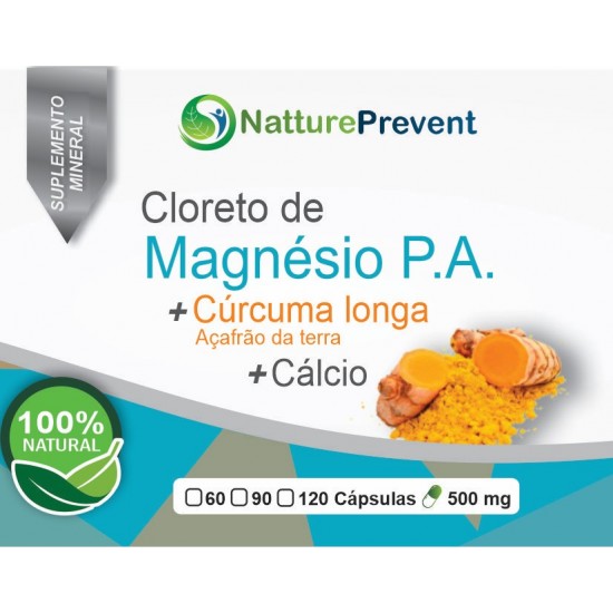 Cloreto de Magnésio P.A., Cúrcuma Longa (Açafrão Da Terrra) e Cálcio 500 mg