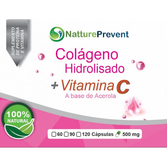 Colágeno Hidrolisado com Acerola (Vitamina C) 500 mg