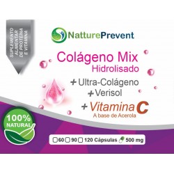 Colágenos Mix Composto 500 mg - Hidrolisado (Tipo 1), Ultra Colágeno Uc-Ii (Tipo 2), Verisol (Tipo 3), Acerola (Vitamina