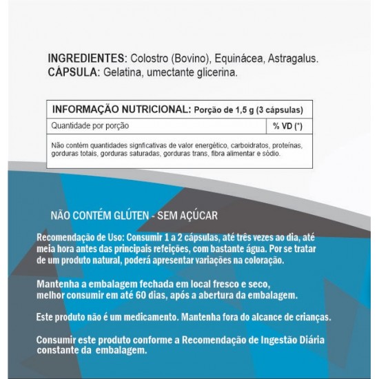 Colostro, Equinácea, Astragalus (Imunoglobulina 30% Igg) 500 mg