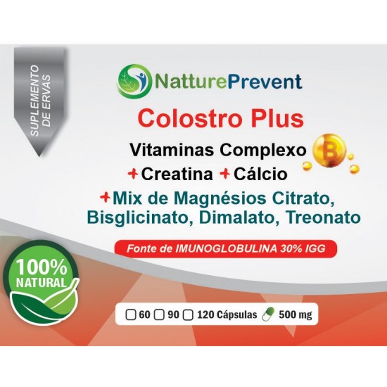 Colostro Plus - Fonte De Imunoglobulina 30% Igg - Colostro (Bovino) + Creatina + Cálcio + Vitaminas Complexo B + Mix De