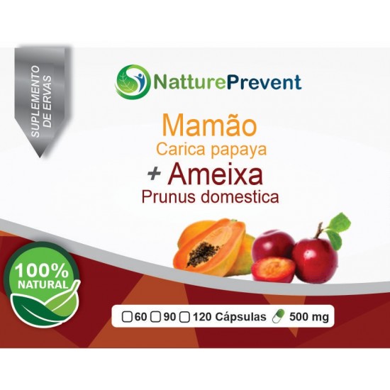 Ameixa + Mamão  500mg - Suplemento Alimentar 100% Natural