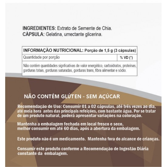 Chia Semente 500mg - Suplemento Alimentar 100% Natural